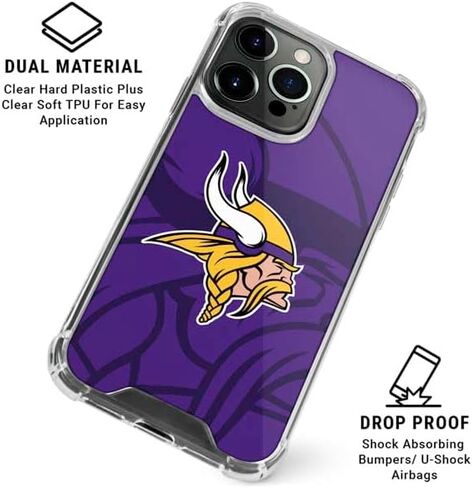 Skinit Clear Phone Case Compatible with iPhone 16 Pro - Officially Licensed NFL Minnesota Vikings Double Vision Design in Saudi Arabia