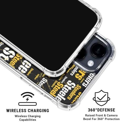 حالة Skinit Clear Phone Case متوافقة مع iPhone 15 - NFL Pittsburgh Steelers Black Blast Design in Saudi Arabia
