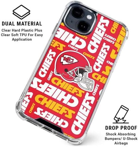 Skinit Clear Phone Case متوافق مع iPhone 15 Plus - NFL Kansas City Chief Red Blast Design in Saudi Arabia
