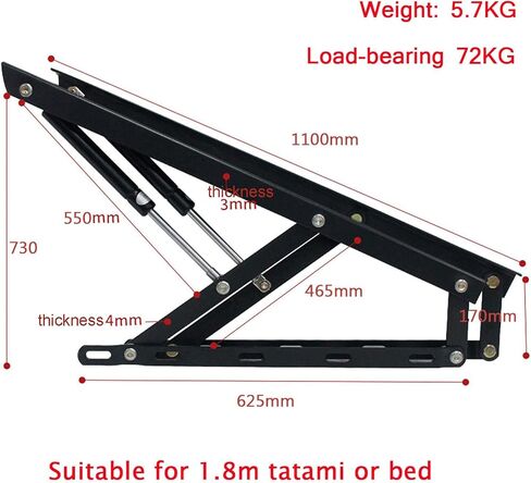 رافعة السرير الهيدروليكية من 2 آلية رفع السرير الهوائية لصناديق السرير الثقيلة الأثاث غاز الينابيع المفصلية المفصلية الينابيع قابلة للطي رفع المفصلات الزنبركية in Kuwait