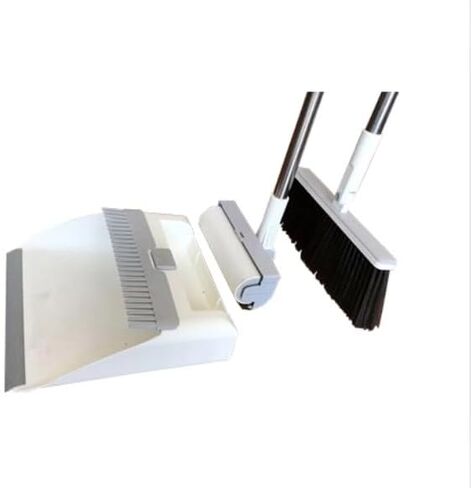 3-in-1 Broom, Dustpan, and Lint Roller Set - Adjustable Angle Broom with Self-Cleaning Dustpan and Extendable Handle Lint Roller for Pet Hair, Dust, and Dirt - Compact & Space-Saving Cleaning Kit in Saudi Arabia