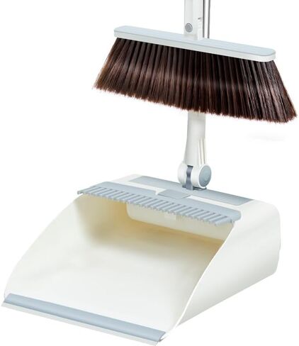3-in-1 Broom, Dustpan, and Lint Roller Set - Adjustable Angle Broom with Self-Cleaning Dustpan and Extendable Handle Lint Roller for Pet Hair, Dust, and Dirt - Compact & Space-Saving Cleaning Kit in Saudi Arabia