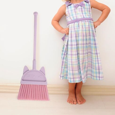 Cabilock Broom مع Cat Design Plastic Broom لتنظيف المدارس المنزلية خفيفة الوزن وممتع لتدريس عادات النظافة in Kuwait