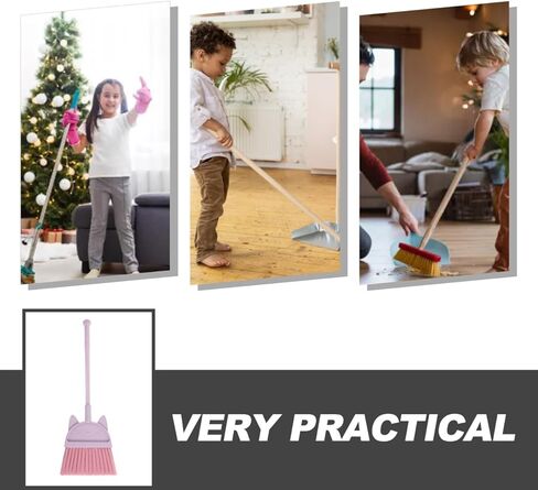 Cabilock Broom مع Cat Design Plastic Broom لتنظيف المدارس المنزلية خفيفة الوزن وممتع لتدريس عادات النظافة in Kuwait