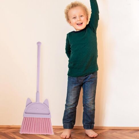 Cabilock Broom مع Cat Design Plastic Broom لتنظيف المدارس المنزلية خفيفة الوزن وممتع لتدريس عادات النظافة in Kuwait