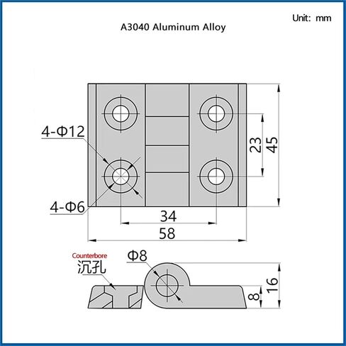 Aluminum Alloy Hardware Accessories Metal Hinges 1Pcs(Silver) in Saudi Arabia
