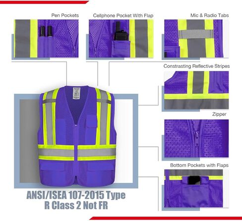 KAYGO Safety Vest with Pockets - High Visibility Reflective Vest ANSI Class 2 Construction Vest in Kuwait