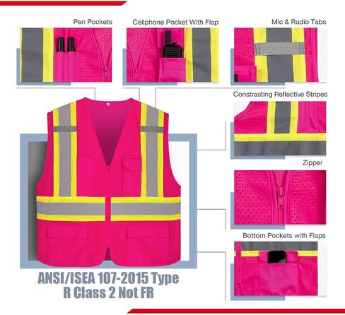 KAYGO Safety Vest with Pockets - High Visibility Reflective Vest ANSI Class 2 Construction Vest in Kuwait