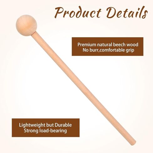 2 PCS عصي الإيقاع الخشبية 8 بوصات عصي خشبية لـ Glockenspiel Xylophone Chime Woodblock والأجراس (لون الخشب) in Kuwait