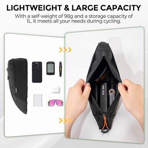 ROCKBROS Top Tube Bike Bag for Cycling, Bicycle Frame Bag for Bikepacking, Waterproof Bike Storage Bag, Cycling Accessories for Road Mountain Gravel Electric Bike (Black) in Saudi Arabia