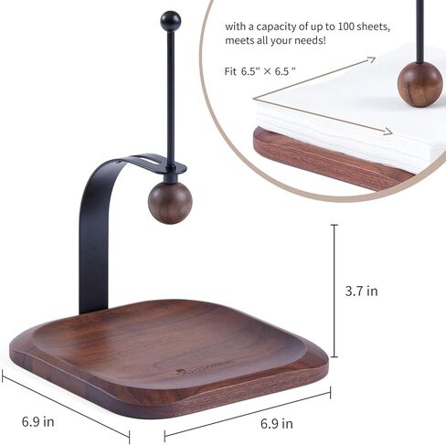 Napkin Holder - Windproof Design with Gravity Ball, Multifunctional Tissue Tower & Serving Tray for Outdoor/Indoor, Fits 5"-7" Napkins & Toilet Paper Rolls Warm Gift Idea (Black Walnut) in Kuwait