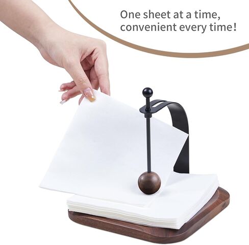 Napkin Holder - Windproof Design with Gravity Ball, Multifunctional Tissue Tower & Serving Tray for Outdoor/Indoor, Fits 5"-7" Napkins & Toilet Paper Rolls Warm Gift Idea (Black Walnut) in Kuwait