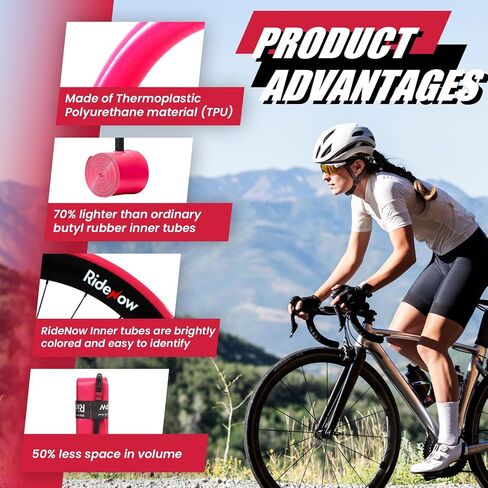 Ridenow 2-Pack Bike Inner Tube for 700/18C-28C, 700/18C-32C,700/28C-38C with 45/65/85 mm Metal &TPU Presta Valves for Road Bikes, Super Light Puncture Resistant (Include Patch Repair Kits) in Saudi Arabia