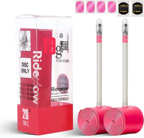 Ridenow 2-Pack Bike Inner Tube for 700/18C-28C, 700/18C-32C,700/28C-38C with 45/65/85 mm Metal &TPU Presta Valves for Road Bikes, Super Light Puncture Resistant (Include Patch Repair Kits) in Saudi Arabia