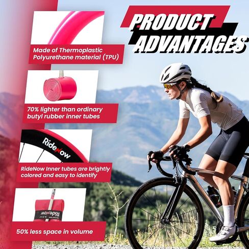 Ridenow 2-Pack Bike Inner Tube for 700/18C-28C, 700/18C-32C,700/28C-38C with 45/65/85 mm Metal &TPU Presta Valves for Road Bikes, Super Light Puncture Resistant (Include Patch Repair Kits) in Saudi Arabia