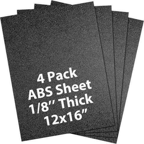 Nuanchu 4 حزم ABS ورقة بلاستيكية سميكة الصلابة الصلبة مع اثنين من جانب اثنين من جانب 12 "× 16" 1/8 "لوحة بلاستيكية مرنة قابلة للمرنة للسيارات الصناعية DIY in Saudi Arabia