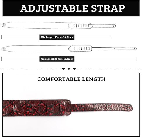 Snake Skin Design PU Leather Guitar Strap for Electric/Acoustic Guitar Bass Strap with 3 Guitar Picks Adjustable Length in Saudi Arabia