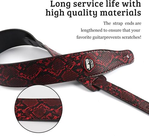 Snake Skin Design PU Leather Guitar Strap for Electric/Acoustic Guitar Bass Strap with 3 Guitar Picks Adjustable Length in Saudi Arabia