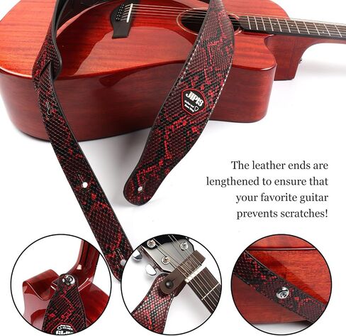 Snake Skin Design PU Leather Guitar Strap for Electric/Acoustic Guitar Bass Strap with 3 Guitar Picks Adjustable Length in Saudi Arabia