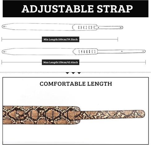 Snake Skin Design Pu Leather Guitar Strap للاختراق الكهربائي/الصوتية حزام باس مع 3 اختيارات الغيتار in Kuwait