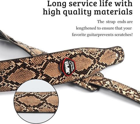 Snake Skin Design Pu Leather Guitar Strap للاختراق الكهربائي/الصوتية حزام باس مع 3 اختيارات الغيتار in Kuwait