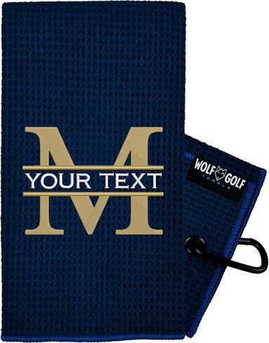 Wolf Personalized Golf Towel | Custom Towel for Golf Bags | Black - Split Mono in Kuwait