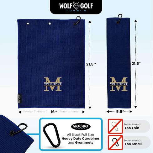 Wolf Personalized Golf Towel | Custom Towel for Golf Bags | Black - Split Mono in Kuwait