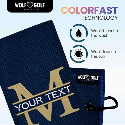 Wolf Personalized Golf Towel | Custom Towel for Golf Bags | Black - Split Mono in Kuwait