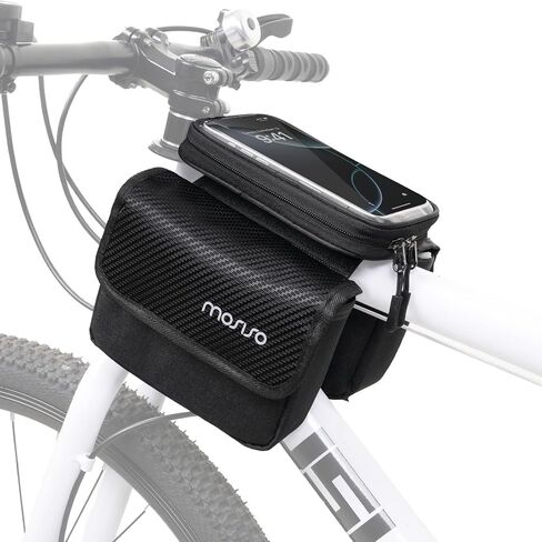 حقيبة هاتف Mosiso Bike Frame Bicy Bicycle Bage ، Top Top Tube Phone Phone Cycling Cycling Cycling Pouch للهواتف تحت 6.7 بوصة ، علبة إكسسوارات الدراجات مع 2 جيوب رفرف جانبي لركوب الدراجات الجبلية ، الأسود in Saudi Arabia