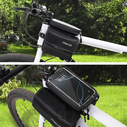 حقيبة هاتف Mosiso Bike Frame Bicy Bicycle Bage ، Top Top Tube Phone Phone Cycling Cycling Cycling Pouch للهواتف تحت 6.7 بوصة ، علبة إكسسوارات الدراجات مع 2 جيوب رفرف جانبي لركوب الدراجات الجبلية ، الأسود in Saudi Arabia