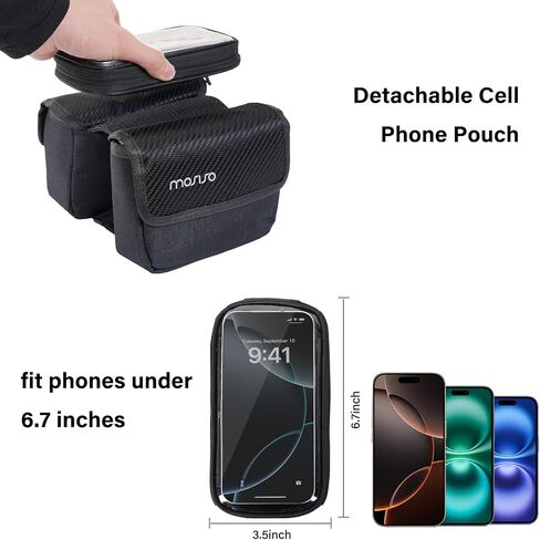 حقيبة هاتف Mosiso Bike Frame Bicy Bicycle Bage ، Top Top Tube Phone Phone Cycling Cycling Cycling Pouch للهواتف تحت 6.7 بوصة ، علبة إكسسوارات الدراجات مع 2 جيوب رفرف جانبي لركوب الدراجات الجبلية ، الأسود in Saudi Arabia