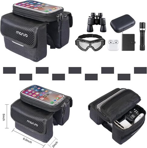 حقيبة هاتف Mosiso Bike Frame Bicy Bicycle Bage ، Top Top Tube Phone Phone Cycling Cycling Cycling Pouch للهواتف تحت 6.7 بوصة ، علبة إكسسوارات الدراجات مع 2 جيوب رفرف جانبي لركوب الدراجات الجبلية ، الأسود in Saudi Arabia