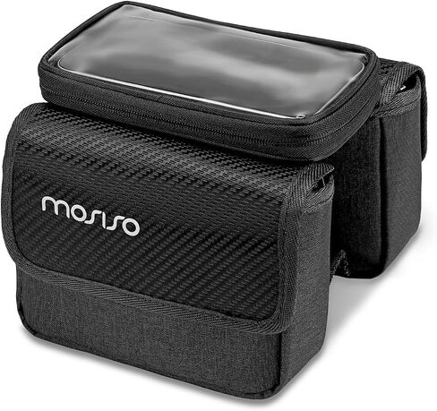 حقيبة هاتف Mosiso Bike Frame Bicy Bicycle Bage ، Top Top Tube Phone Phone Cycling Cycling Cycling Pouch للهواتف تحت 6.7 بوصة ، علبة إكسسوارات الدراجات مع 2 جيوب رفرف جانبي لركوب الدراجات الجبلية ، الأسود in Saudi Arabia