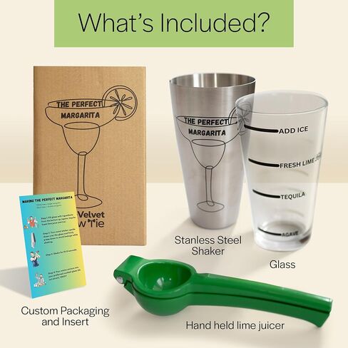 مارغريتا المثالية | من السهل استخدام Margarita Cocktail Shaker Kit | وصفات واحدة ومزدوجة | لا jiggers أو أدوات القياس المطلوبة | نادل جودة شاكر وعصارة اليد | إكسسوارات شريط المنزل in Kuwait