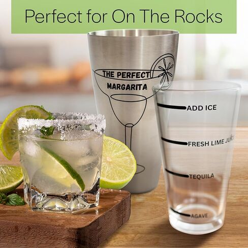 مارغريتا المثالية | من السهل استخدام Margarita Cocktail Shaker Kit | وصفات واحدة ومزدوجة | لا jiggers أو أدوات القياس المطلوبة | نادل جودة شاكر وعصارة اليد | إكسسوارات شريط المنزل in Kuwait