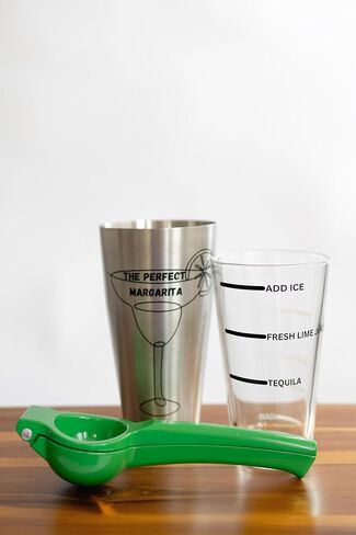 مارغريتا المثالية | من السهل استخدام Margarita Cocktail Shaker Kit | وصفات واحدة ومزدوجة | لا jiggers أو أدوات القياس المطلوبة | نادل جودة شاكر وعصارة اليد | إكسسوارات شريط المنزل in Kuwait