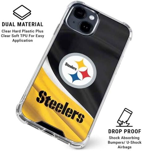 Skinit Clear Phone Case متوافق مع iPhone 14 Plus - تصميم NFL Pittsburgh Steelers المرخص رسميًا in Saudi Arabia