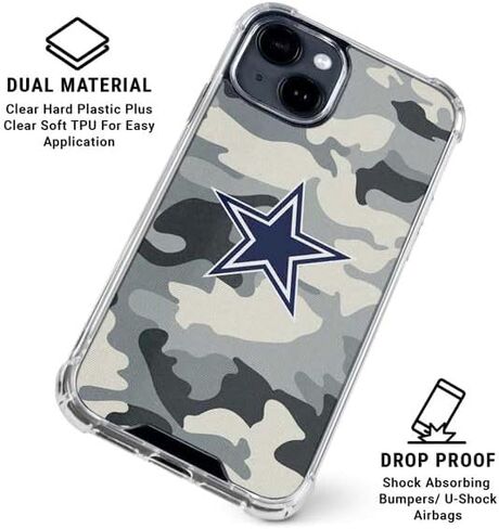 Skinit Clear Phone Case Compatible with iPhone 14 - Officially Licensed NFL Dallas Cowboys Camo Design in Saudi Arabia