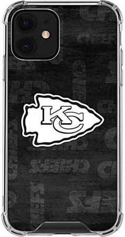 حالة هاتف Skinit Clear متوافق مع iPhone 12 - تصميم NFL Kansas City Chief الأسود والأبيض. in Saudi Arabia