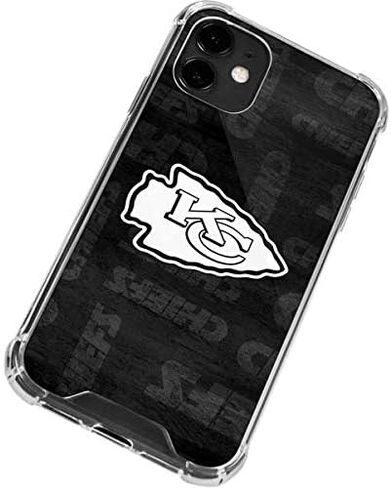 حالة هاتف Skinit Clear متوافق مع iPhone 12 - تصميم NFL Kansas City Chief الأسود والأبيض. in Saudi Arabia