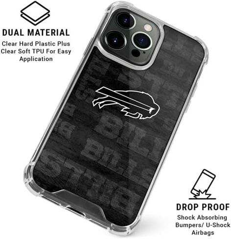 Skinit Clear Phone Case متوافق مع iPhone 15 Pro Max - تصميم NFL Buffalo المرخص رسميًا in Saudi Arabia