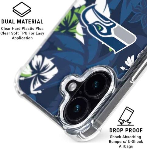 Skinit Clear Phone Case متوافق مع iPhone 16 - تصميم شعار NFL Seattle Seahawks المرخص رسميًا in Saudi Arabia