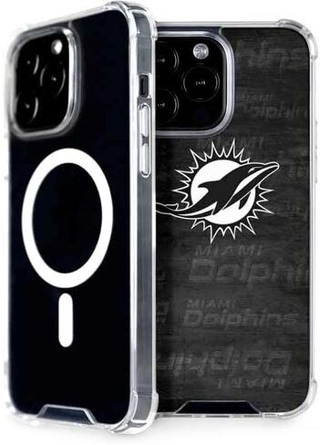 Skinit Phone Case Compatible with MagSafe iPhone 15 Pro Max - Officially Licensed NFL Miami Dolphins Black & White Design in Saudi Arabia