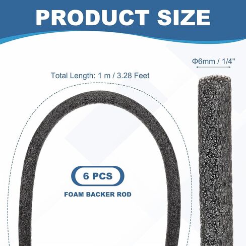 PATIKIL Backer Rod 1-1/2 in x 3.3 Ft, 6Pcs Foam Rod Caulk Saver Expansion Joint Filler Rope Weather Strip Foam Noodle for Gap Concrete Crack Filling DIY Craft (38mm Dia), Deep Blue in Saudi Arabia