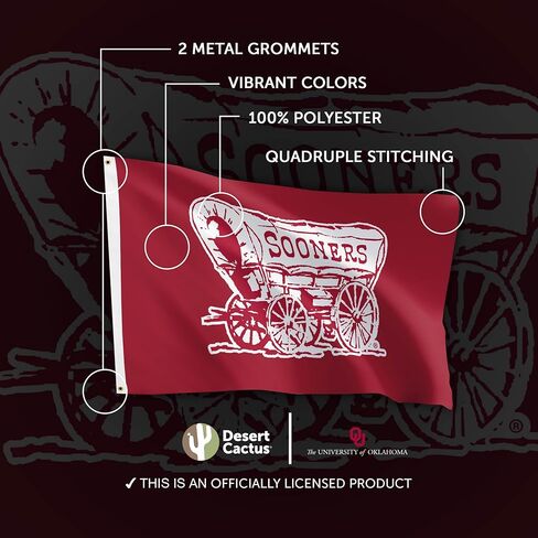 Desert Cactus University of Oklahoma UO Flag - 3 x 5 Feet Sooners Banner, Indoor/Outdoor Durable Fabric, 100% Polyester Design (Style F) in Saudi Arabia