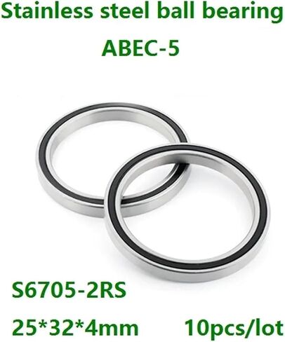 10pcs/lot S6705-2RS S6705RS 25 * 32 * 4MM ABEC-5 أنبوب رفيع من الفولاذ المقاوم للصدأ محمل كرة مزدوجة محامل أخدود عميق in Saudi Arabia