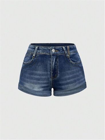 Wdirara Women's Butterfly Butterfly Micro Jean Shorts Y2K Vintage Low Low Rise Shorts in Kuwait