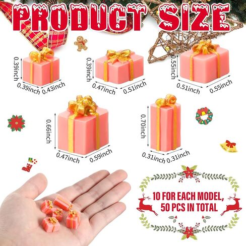 Bucherry 50 PCS Ministures Christmas for Crafts Multicolor Mini Christmas الحلي ديكور مصغرة التماثيل عيد الميلاد سحر الحرف الزخرفية الصغيرة ديكور حديقة ديي in Saudi Arabia