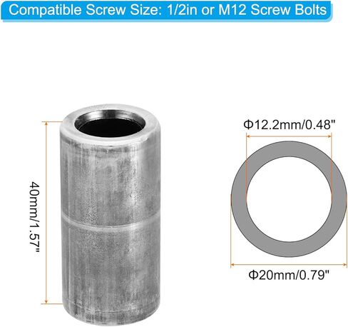PATIKIL M12 Steel Spacers, 2 Pcs Metal Spacers Steel 12mm ID x 18mm OD x 65mm L Carbon Steel Spacer Screw Standoff Round for 1/2in or M12 Screw Bolts in Saudi Arabia