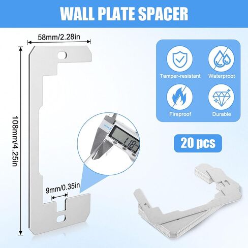 20 PCS فاصل لوحة الحائط ، FIM FILUSH FIT DEVICK PLATES Outlet Clatsepers Compressacle SHIMS LISERER لتثبيت صناديق كهربائية منفذ الجدار in Saudi Arabia